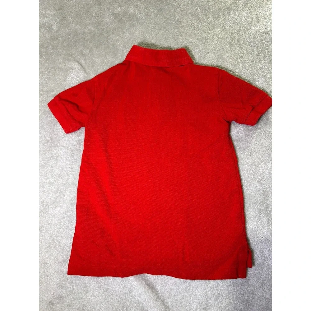 Polo Ralph Lauren Short Sleeve Polo Shirt Red Cotton  Boys 4T Logo Button - Picture 3 of 7